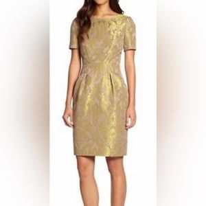 NWT Lafayette 148 jacquard gold dress size 4